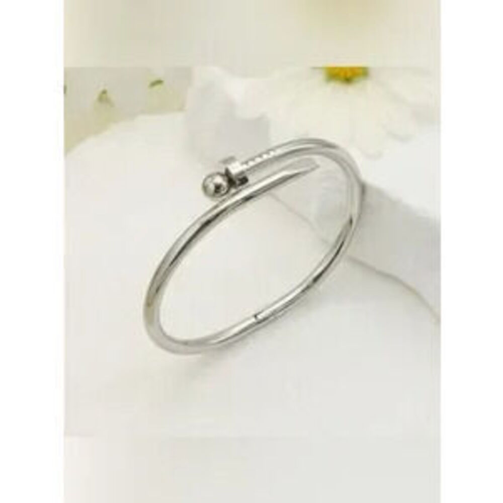 Silver Stainless Steel Nail Bracelet